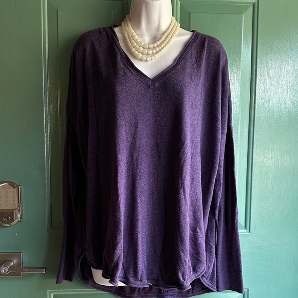 Purple V-Neck Sweater - Picture 1 of 8